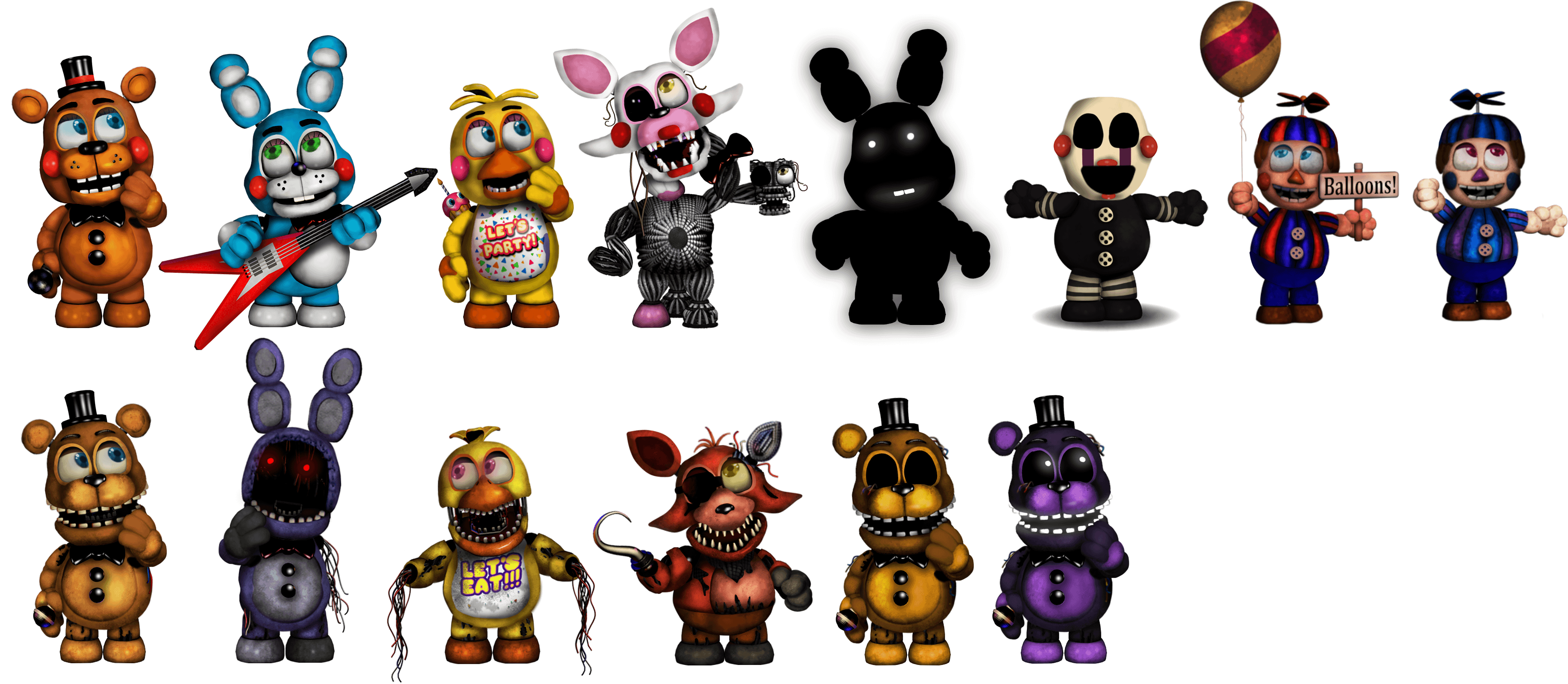 fnaf 2 all animatronics