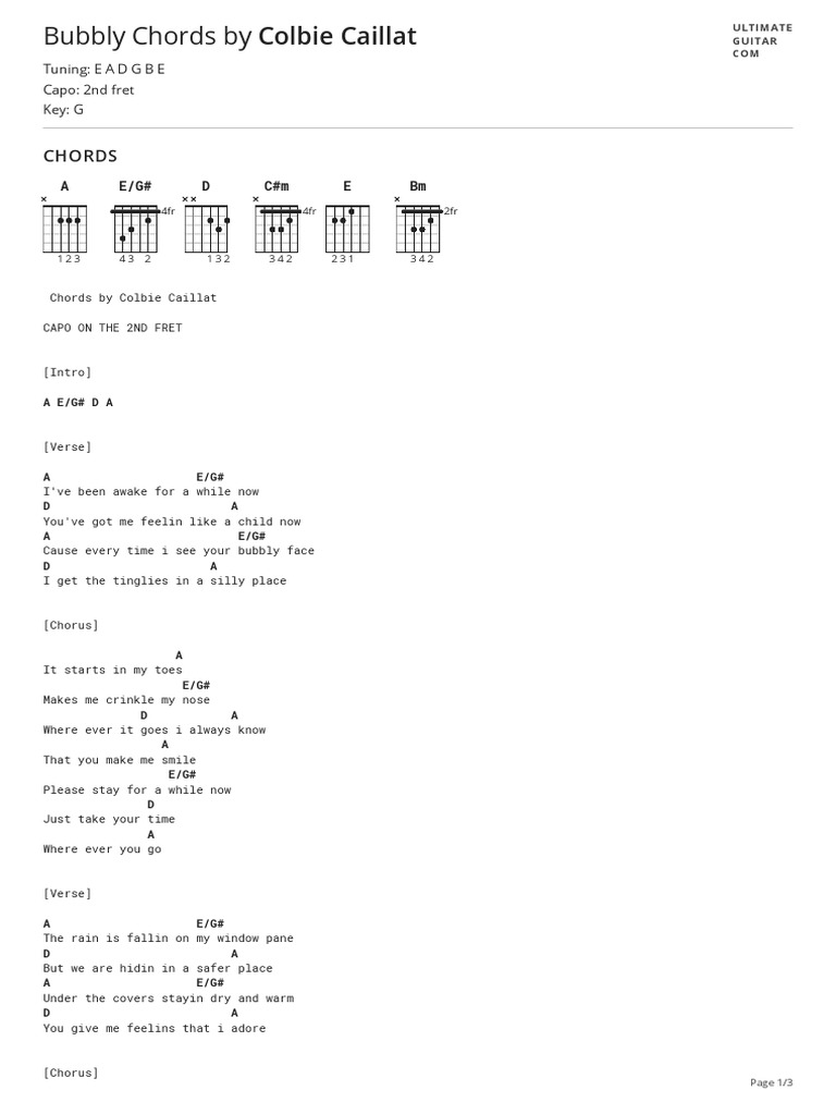 chords for bubbly