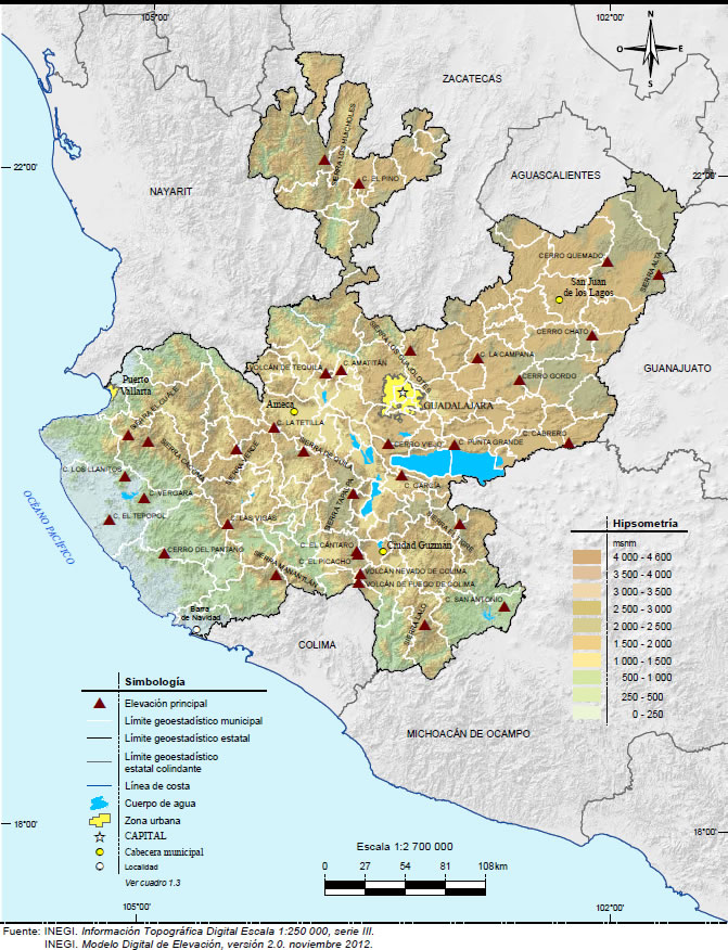 relieve de jalisco mapa