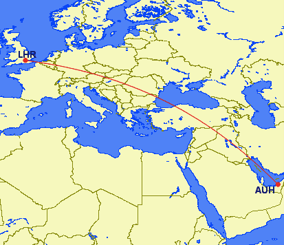 abu dhabi to london flight duration