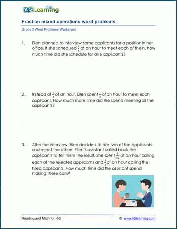 fraction word problems year 5