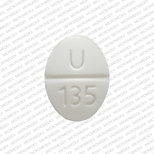 u 135 white oval pill