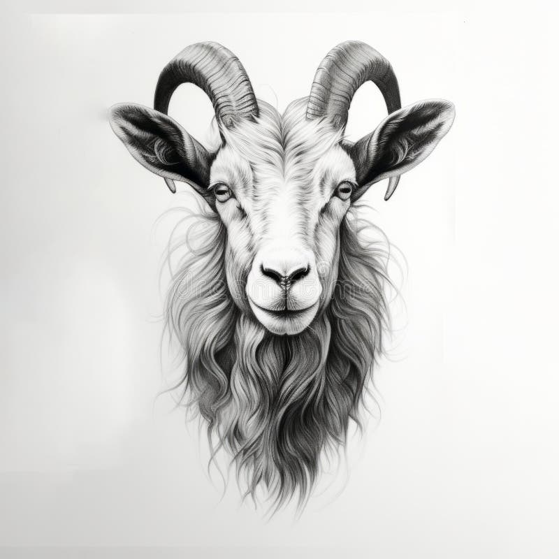 realistic goat head drawing