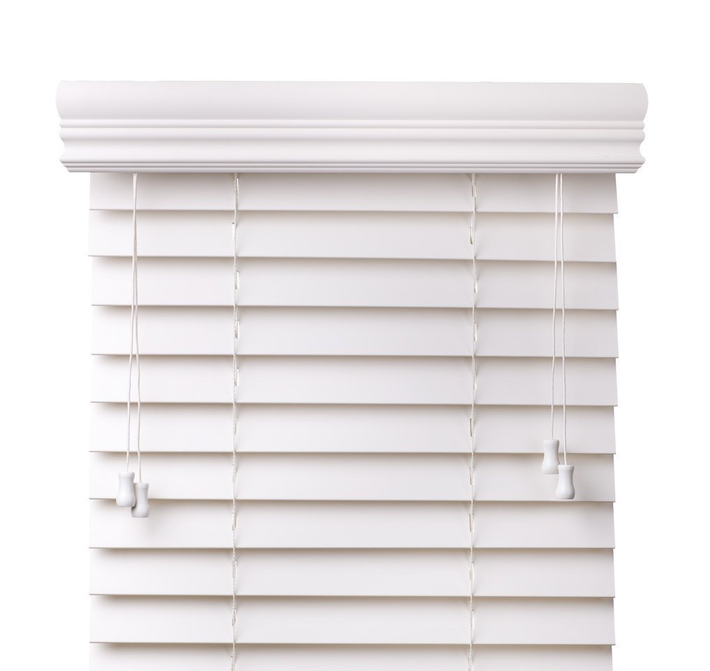 white faux wood blinds