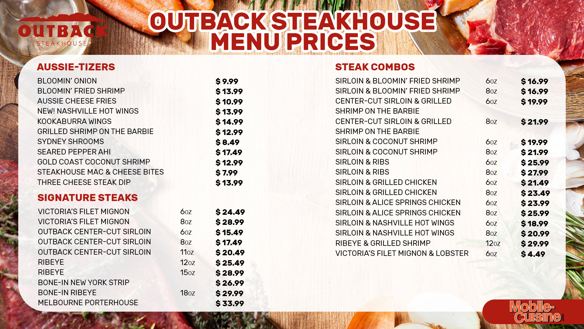 outback steakhouse menu outback