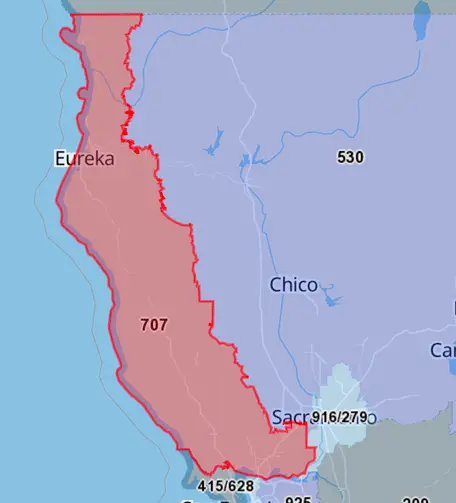 707 area code california