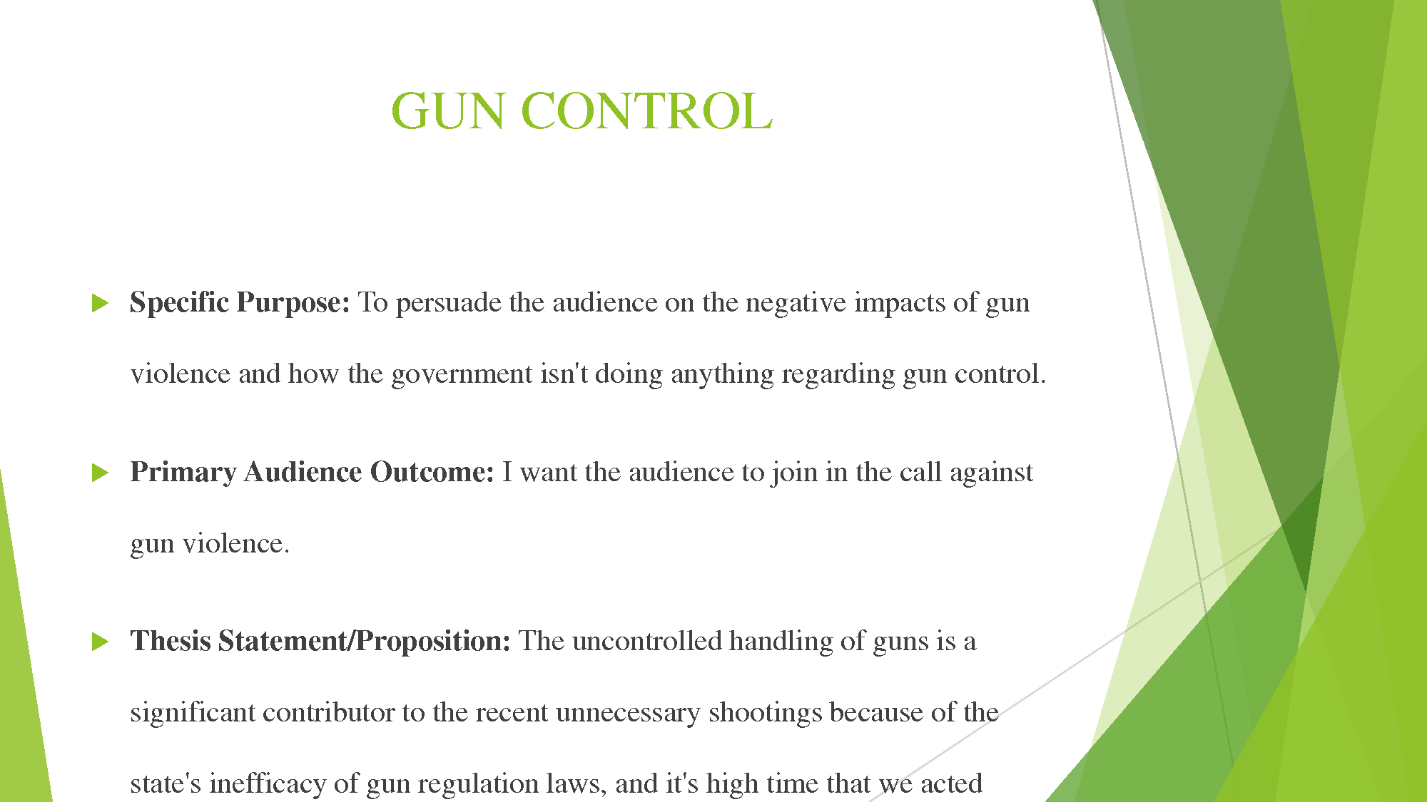 thesis statement for gun control