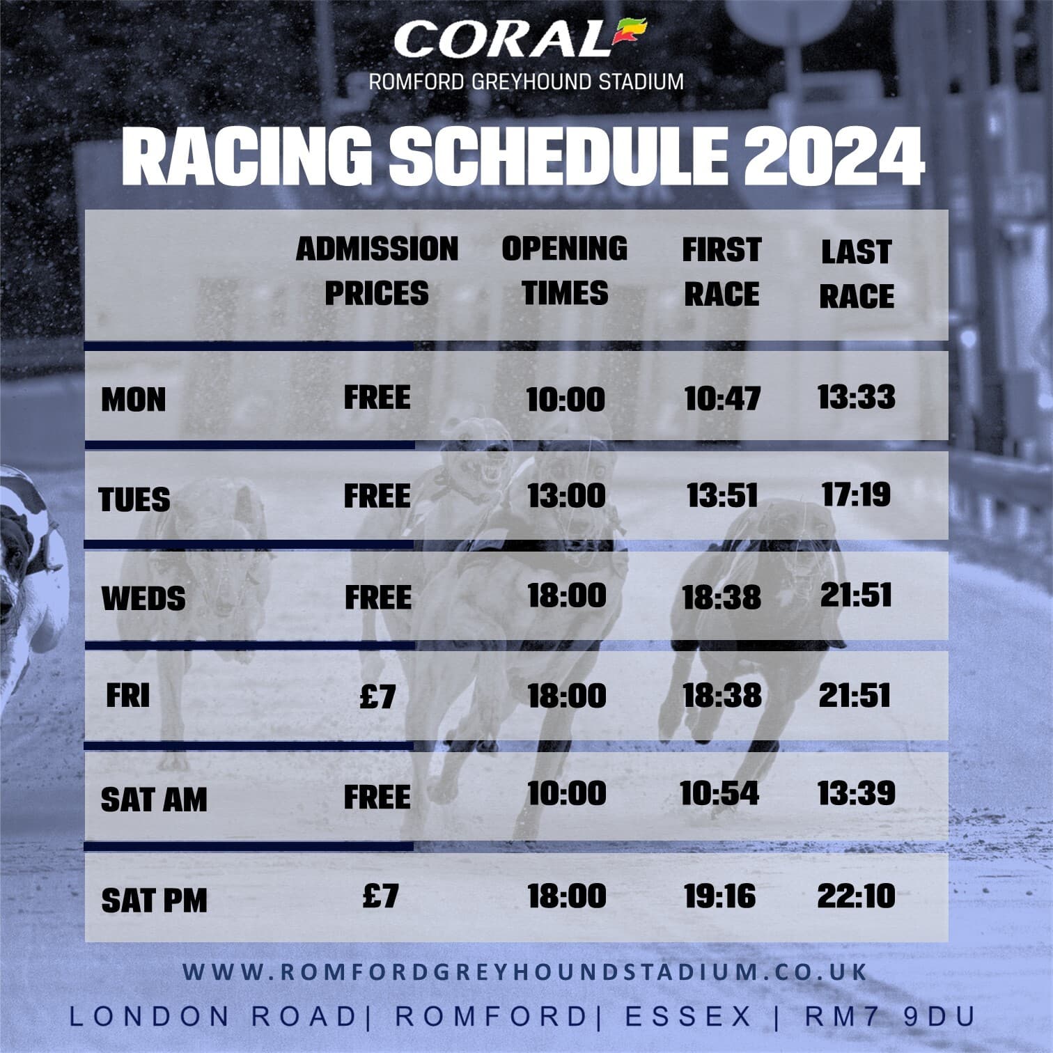 romford dogs race card today