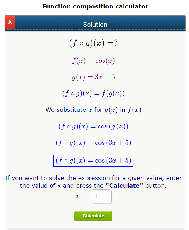 composition calculator functions