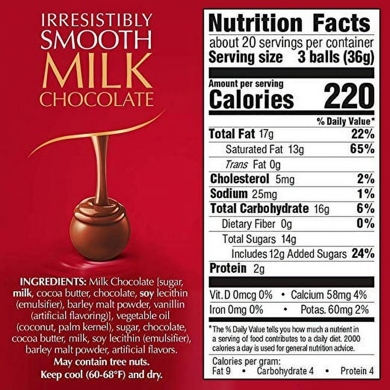 lindt milk chocolate nutrition