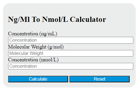 ng ml conversion