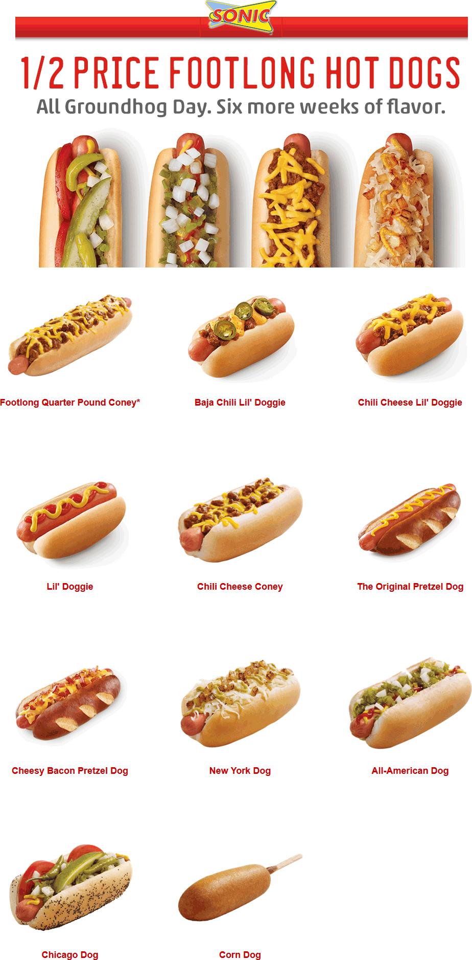 sonic hot dogs menu