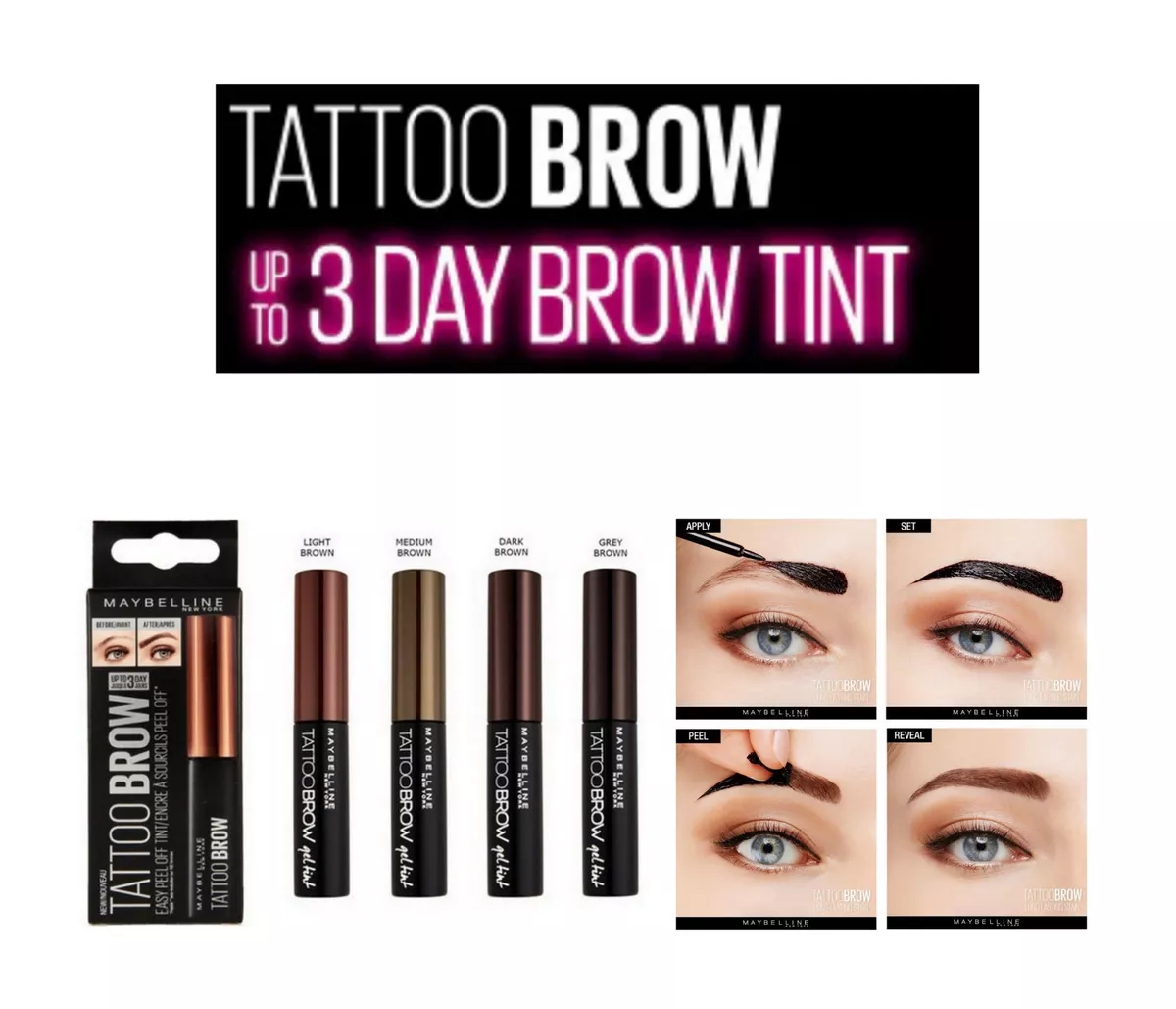 maybelline new york tattoo brow peel off tint