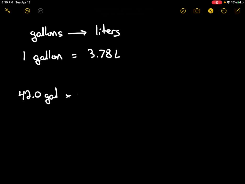 42 gallons to liters