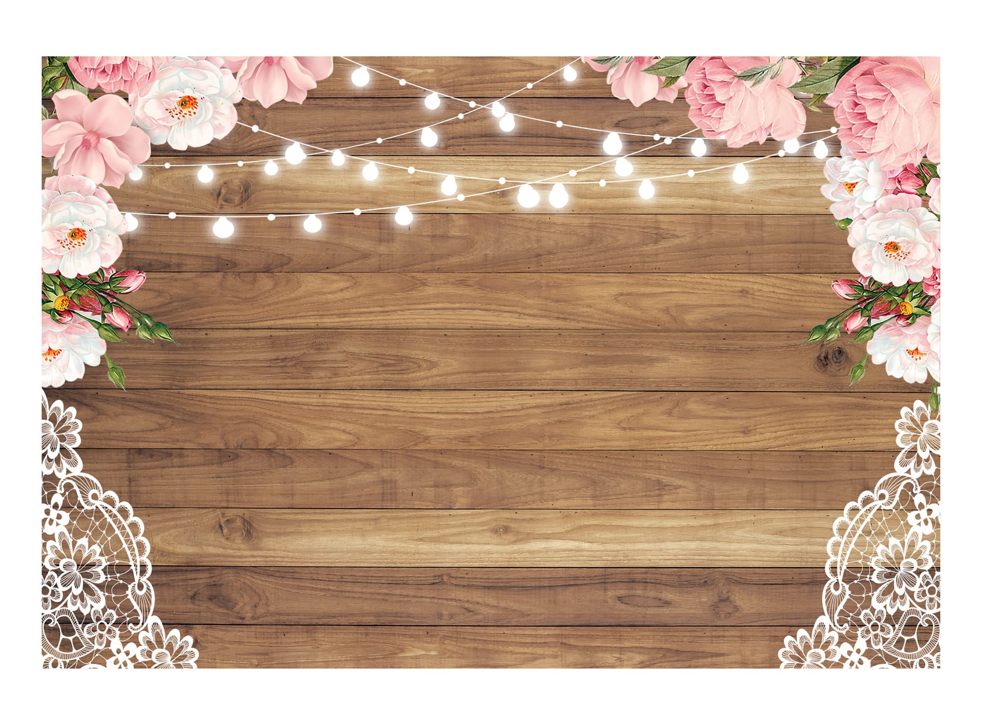 rustic wood background with flowers