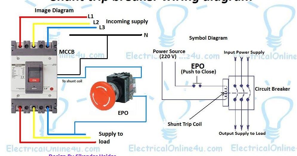 wiring diagram for shunt trip circuit breaker