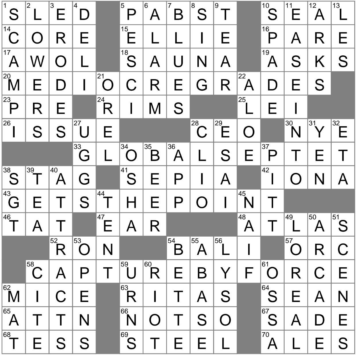 frozen crossword clue