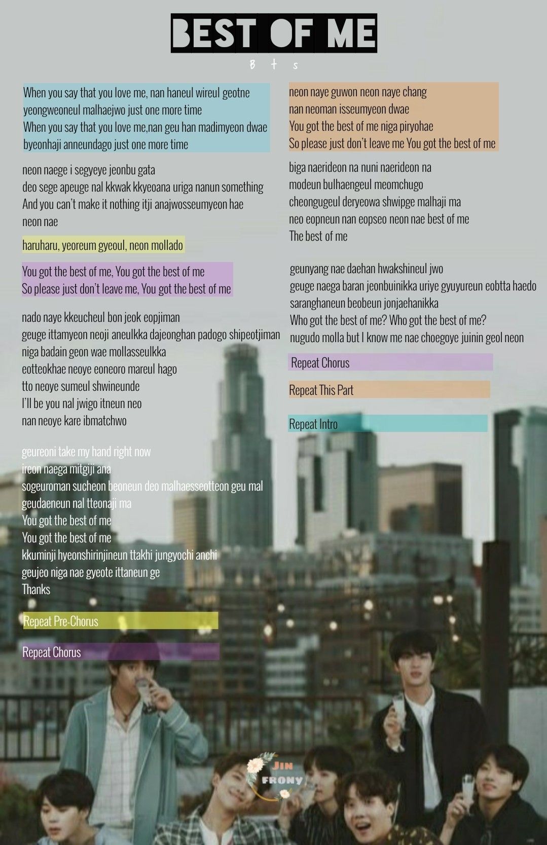 best of me lyrics bts