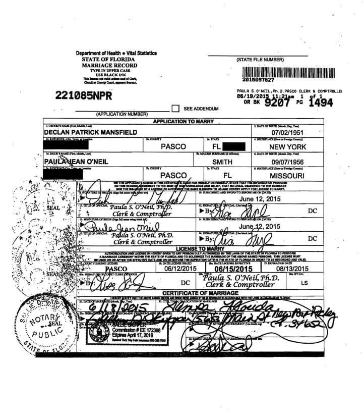 pasco county marriage records