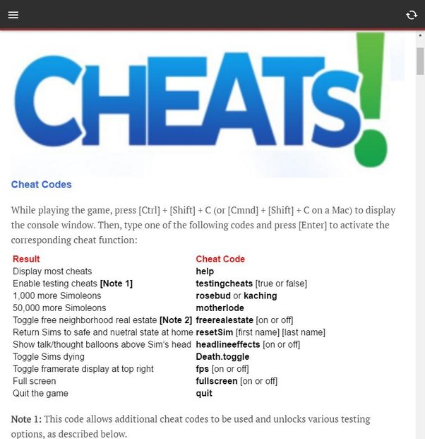 sims cheats on xbox