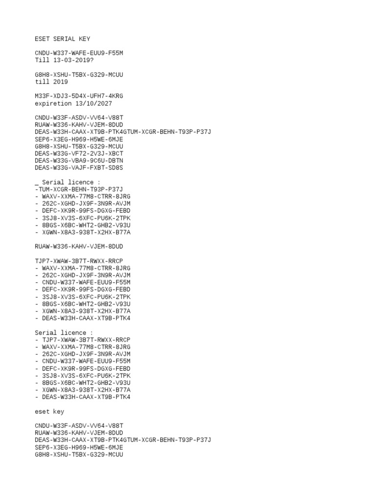 keys de eset nod32