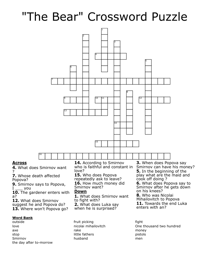 the bare necessities bear crossword