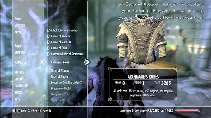 skyrim add carry weight