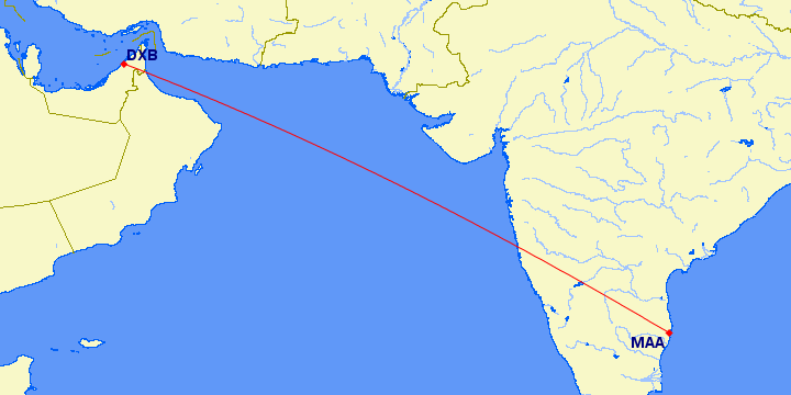 how many hours from india to dubai by flight