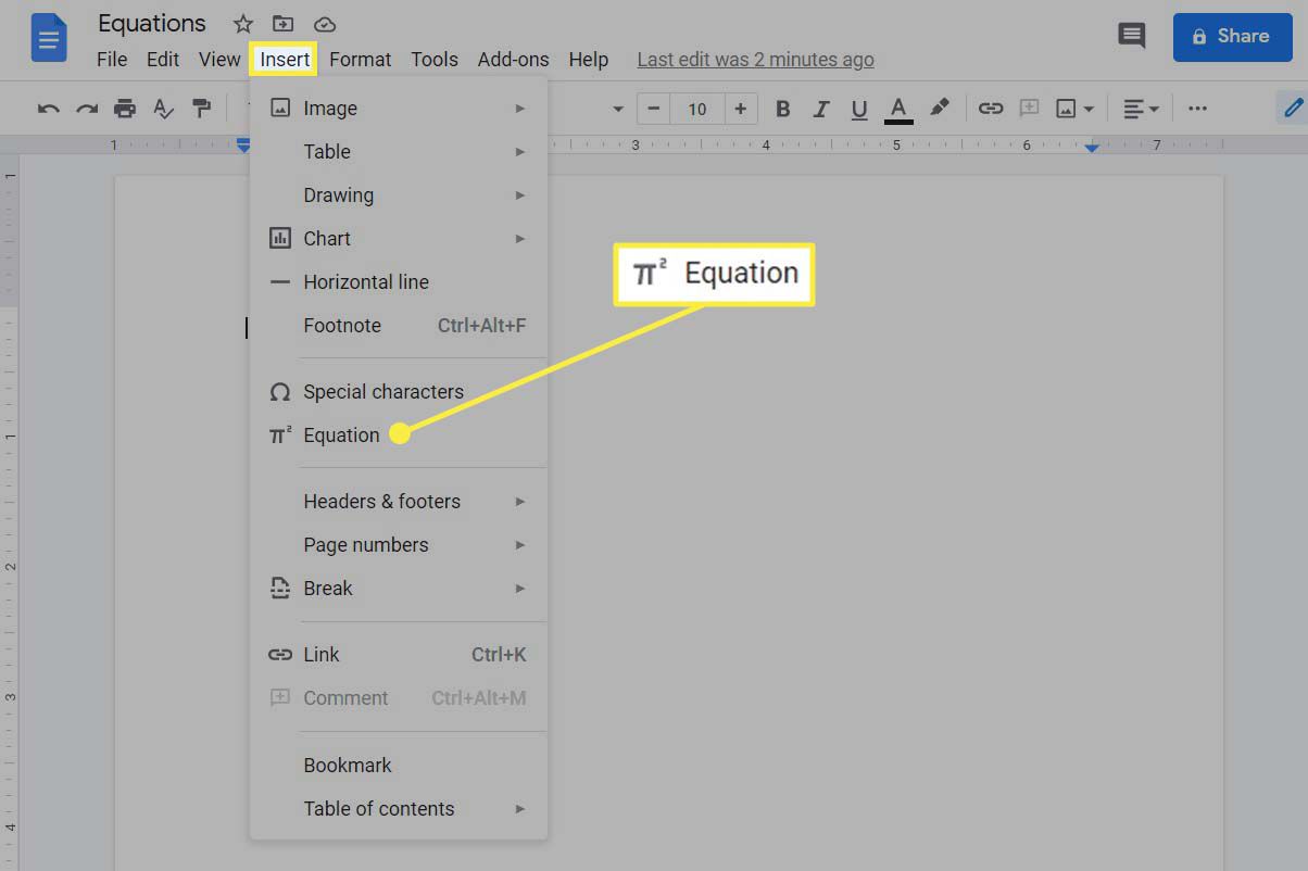 how to write math equations in google docs