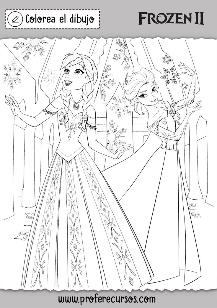 dibujos elsa y anna para colorear