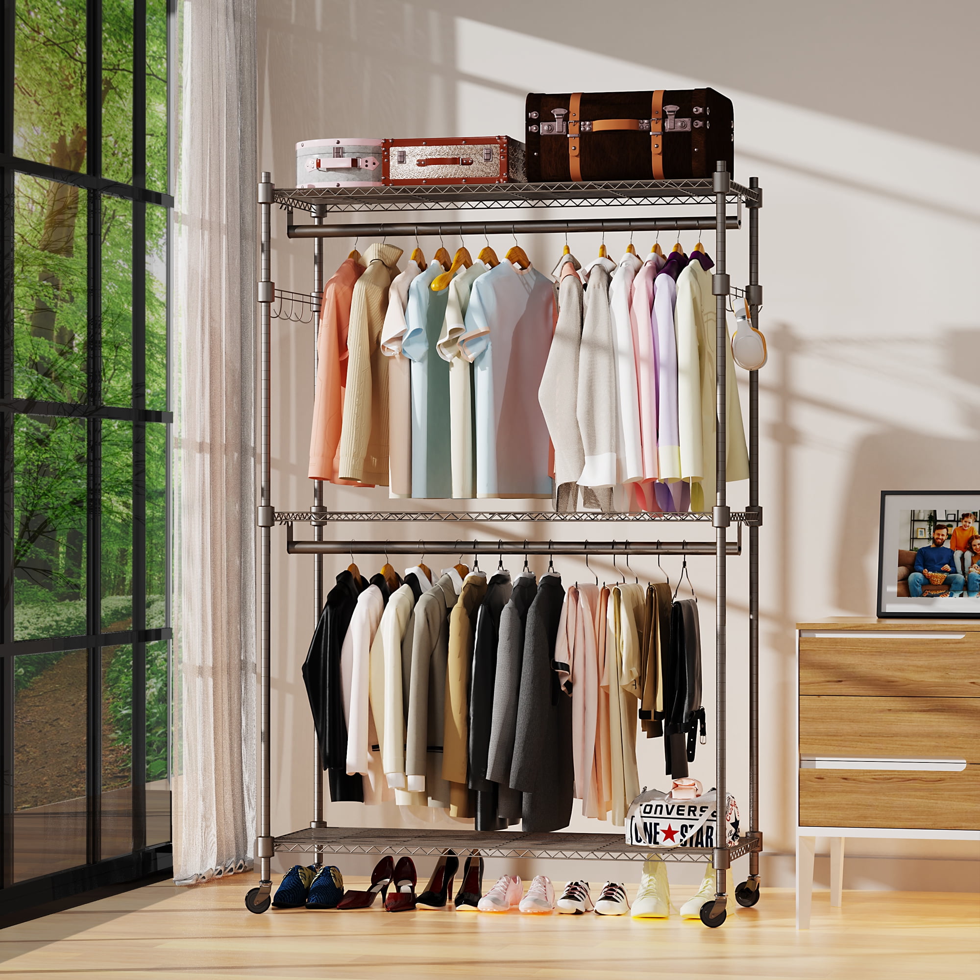 rolling clothing rack