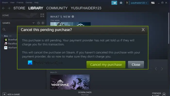 steam pending money