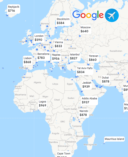 google flights search anywhere