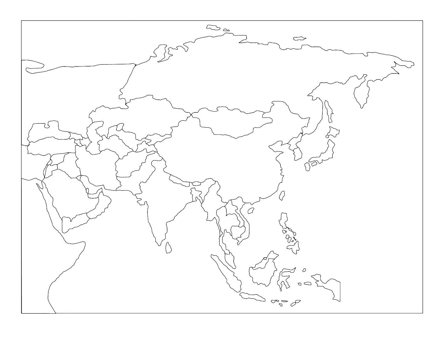 mapa asia politico mudo para imprimir