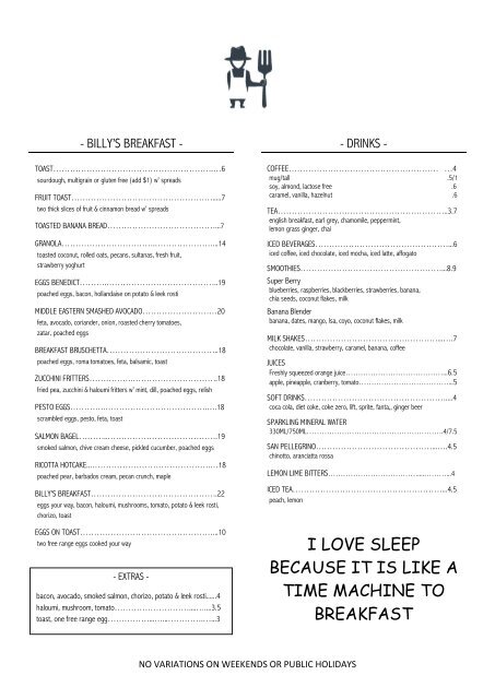 billys kitchen knox menu