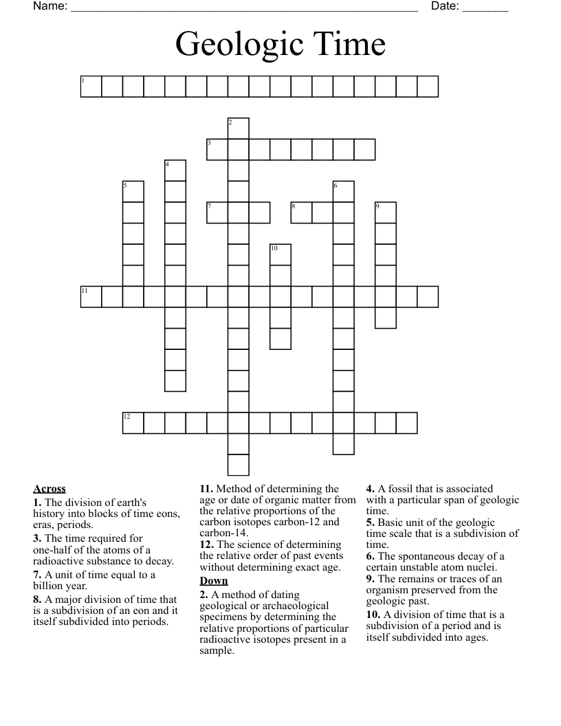 a billion years crossword