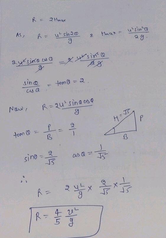 a particle is projected with a velocity v