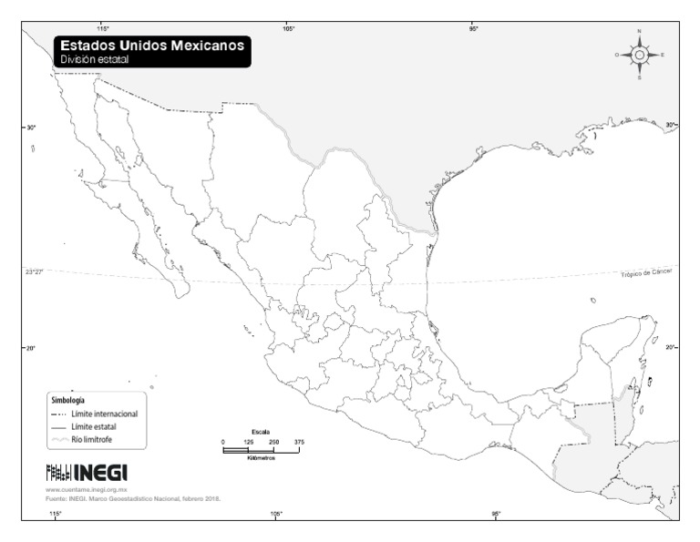 mapa de mexico y estados unidos sin nombres