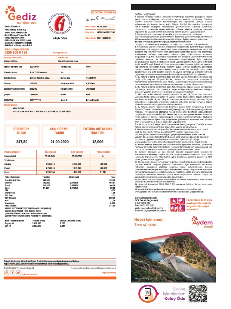 gediz elektrik fatura taksitlendirme