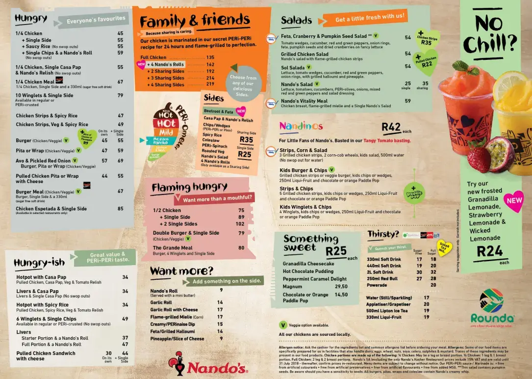 nandos menu