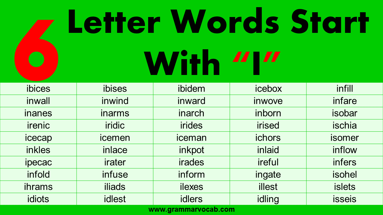 six letter words that start with i