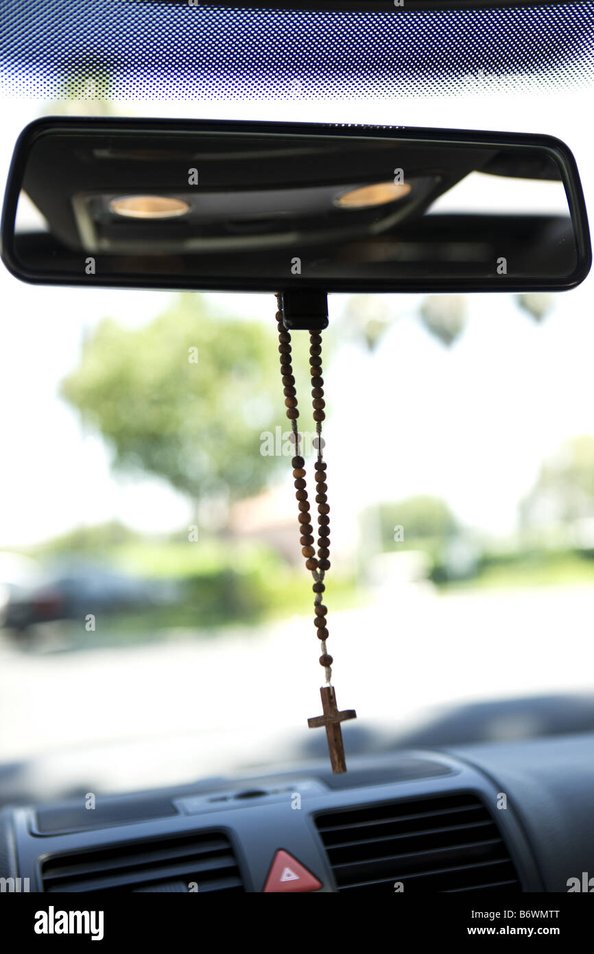 car rosary rear view mirror