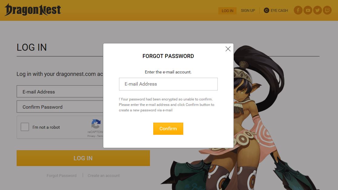 dragon nest account sign up