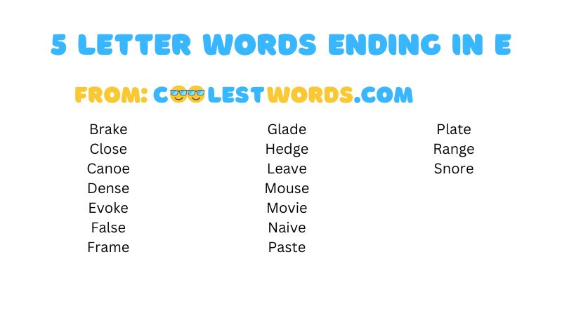 5 letter words end with en