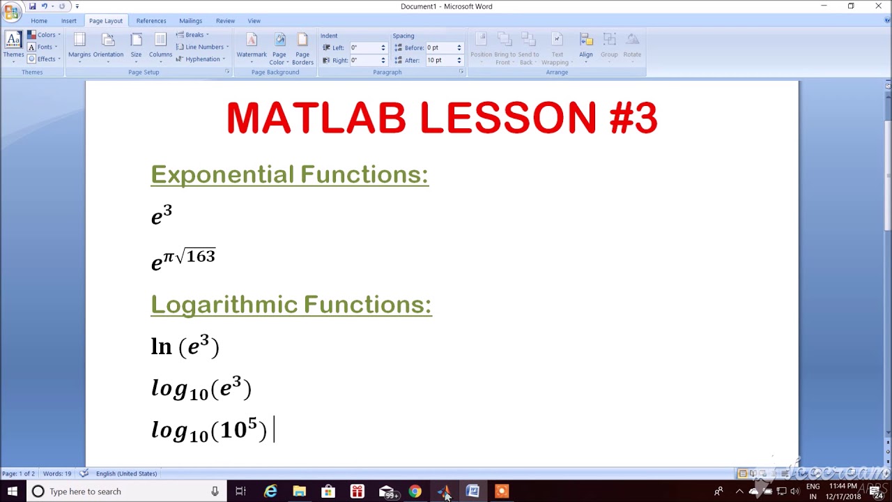 matlab e