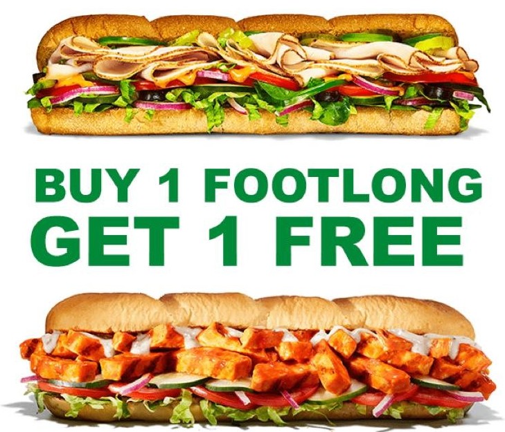 subway buy one get one