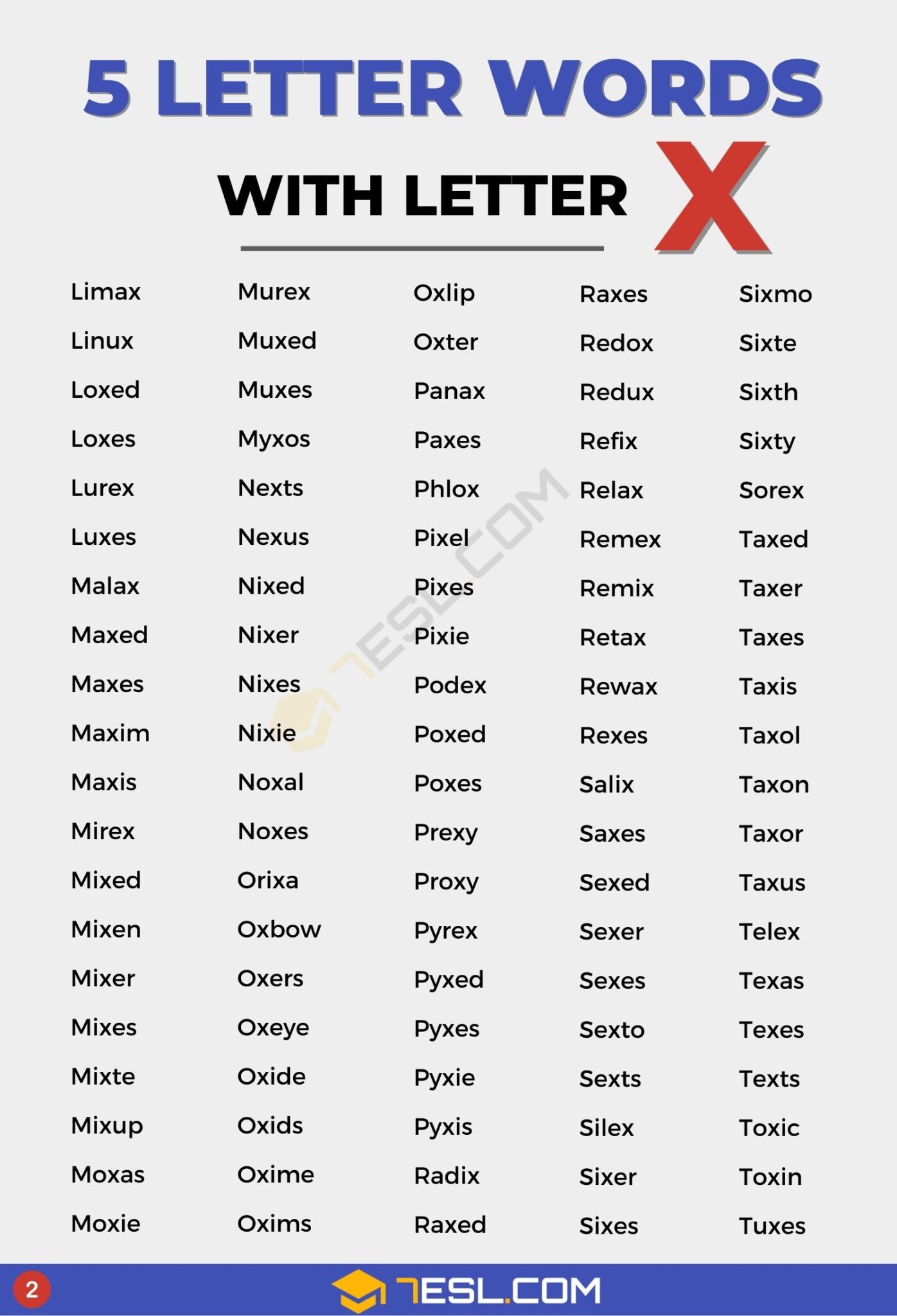 word finder x 5 letters