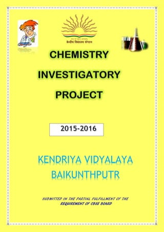 investigatory project in chemistry for class 12 cbse topics