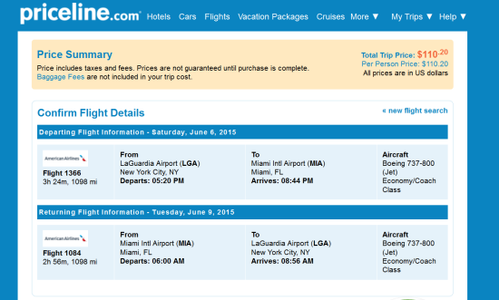 new york to miami plane tickets