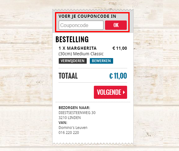 actie code dominos